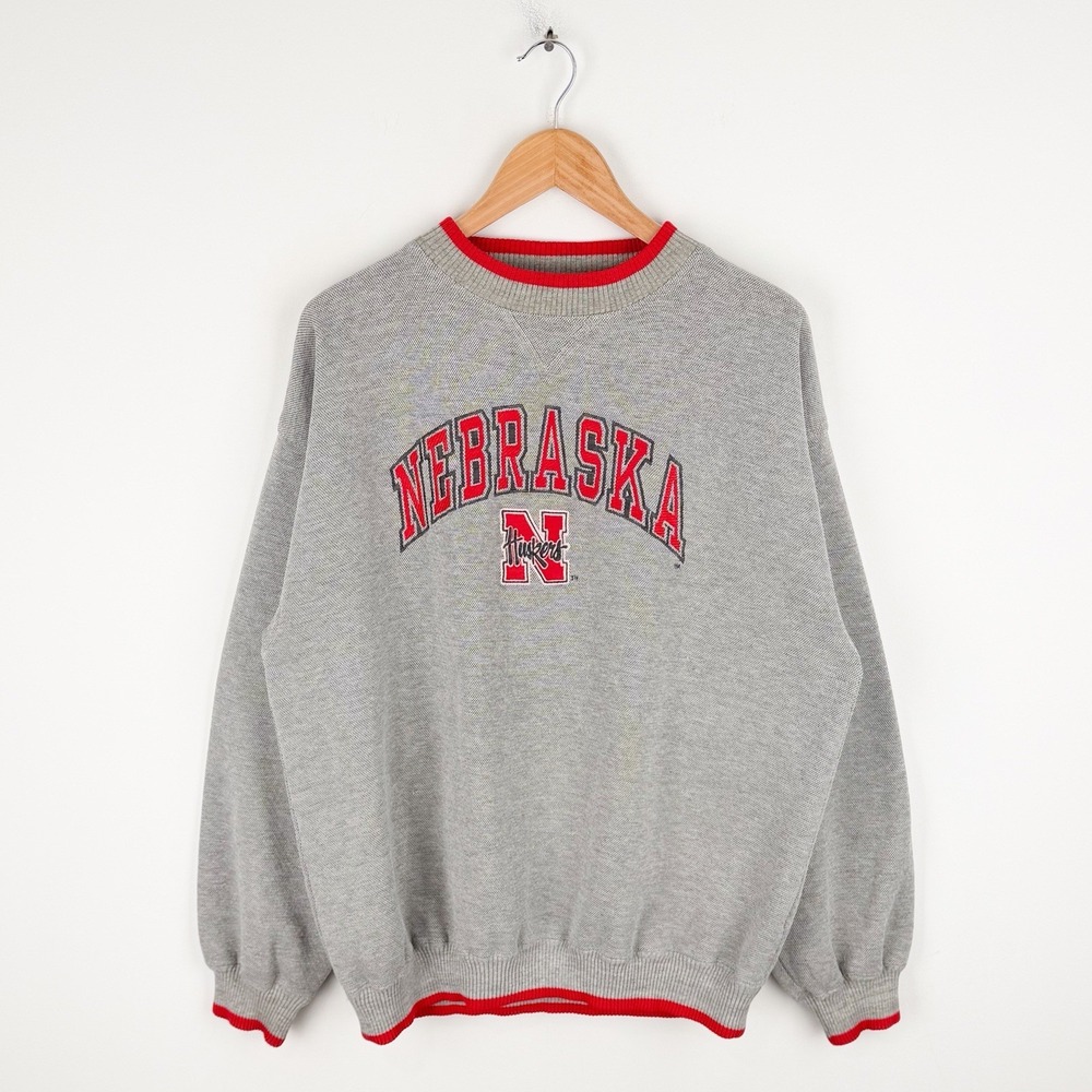 Nebraska Cornhuskers Sweatshirt Mens XL Gray Logo Athletic Vintage NCAA College